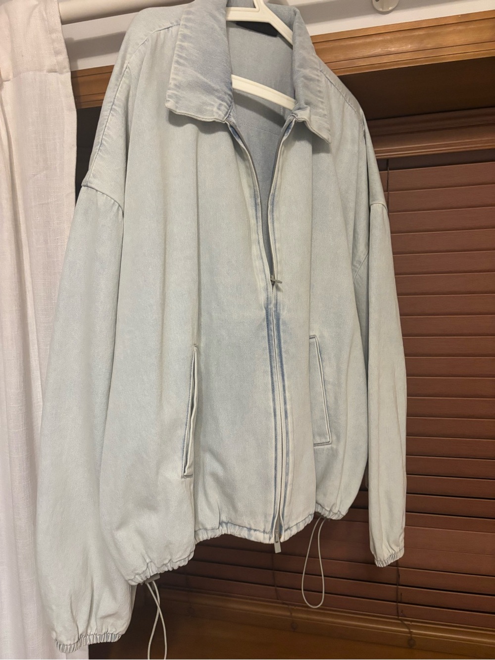 Essentials Light Blue Zip-Up Shirt Jacket